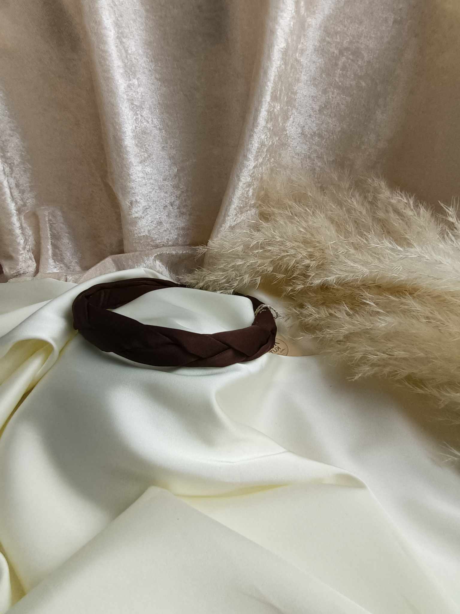 SIAURAS PINTAS ŠILKO PLAUKŲ LANKELIS šokolado