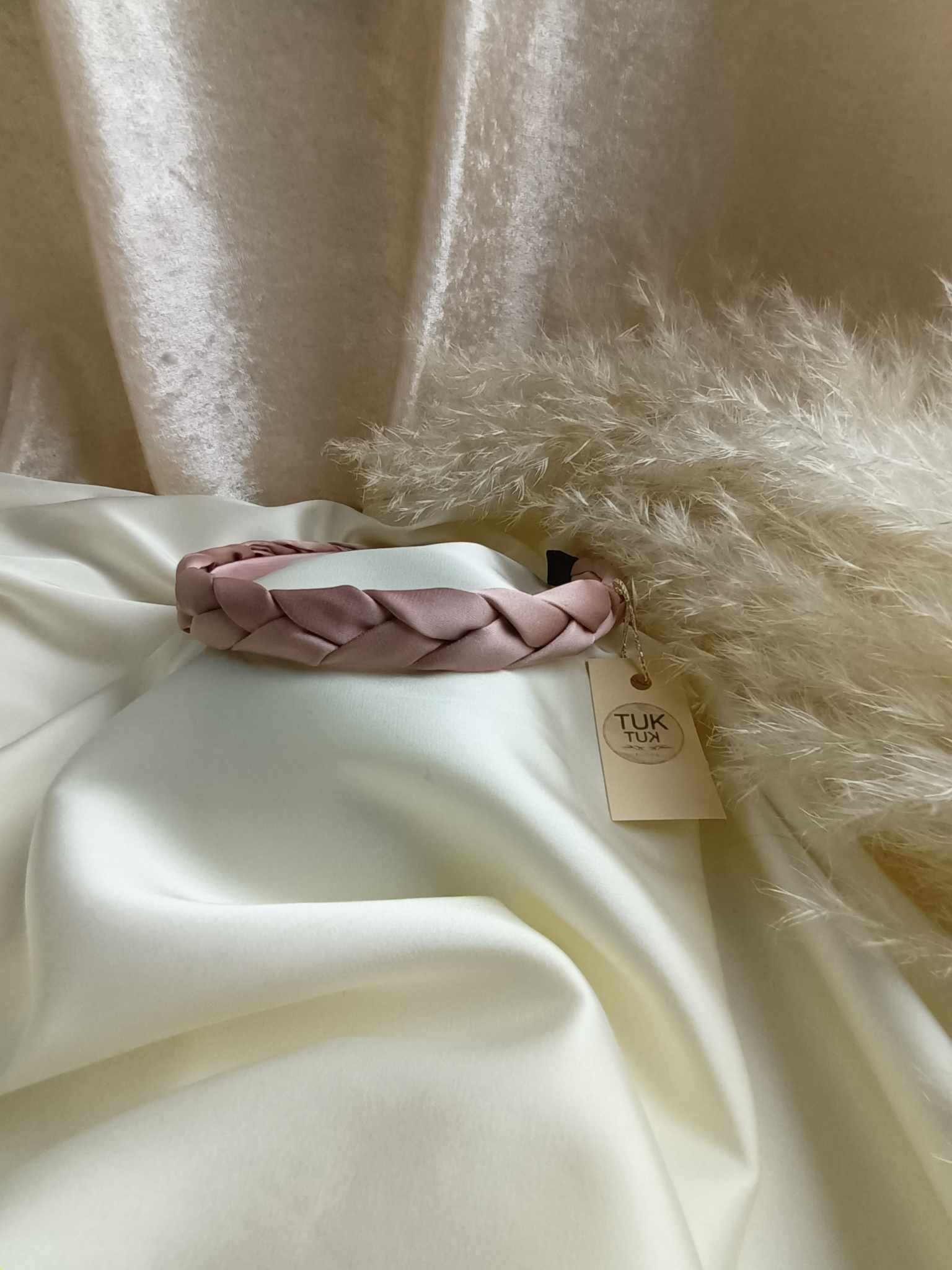 SIAURAS PINTAS ŠILKO PLAUKŲ LANKELIS pelenų rožė