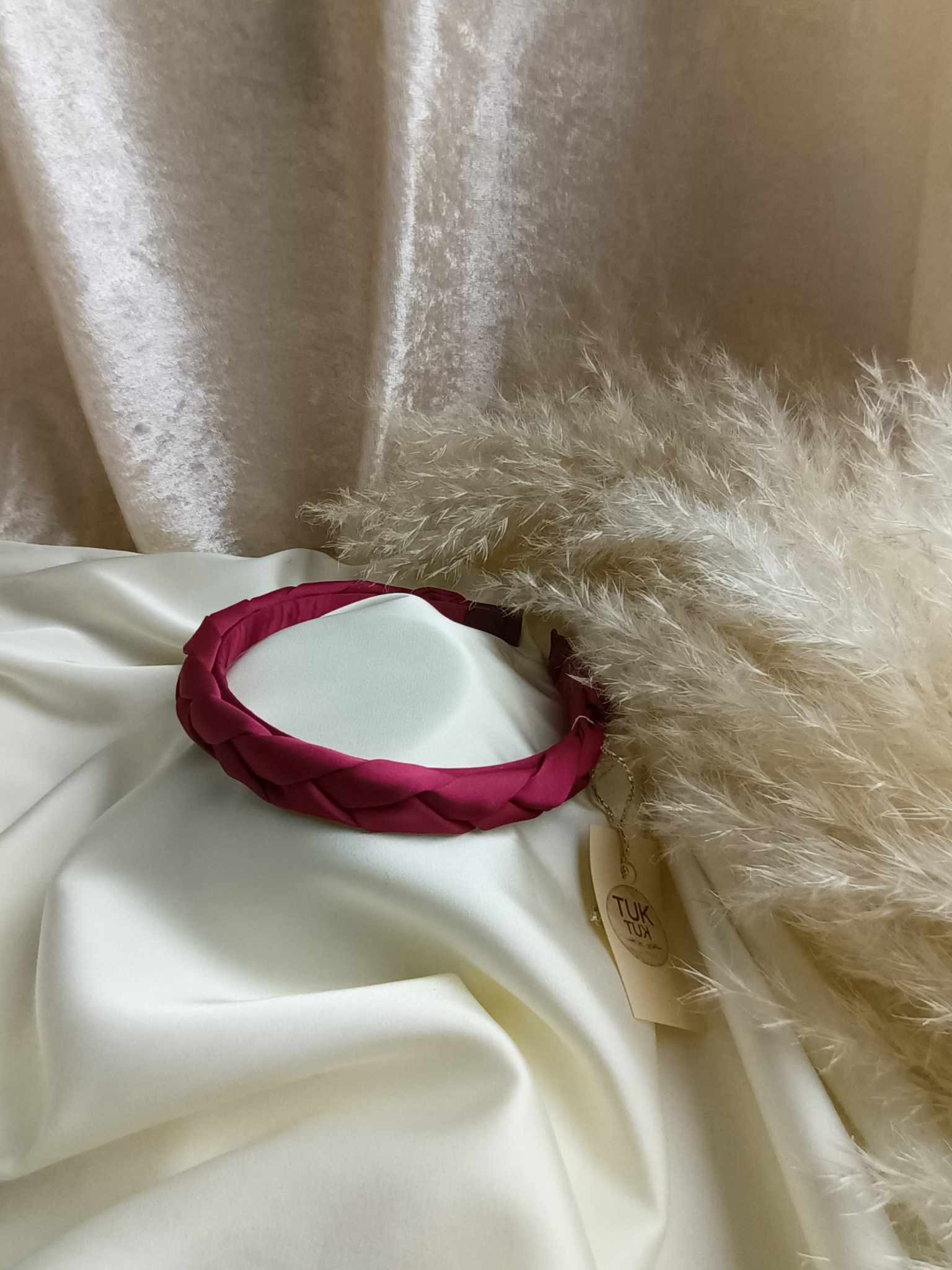 SIAURAS PINTAS ŠILKO PLAUKŲ LANKELIS bordo